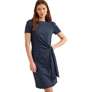 Boden Knot Front Jersey Midi Dress Midnight Blue